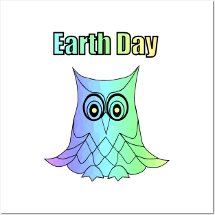 EARTH Day Celebration Blue Owl Posters and Art